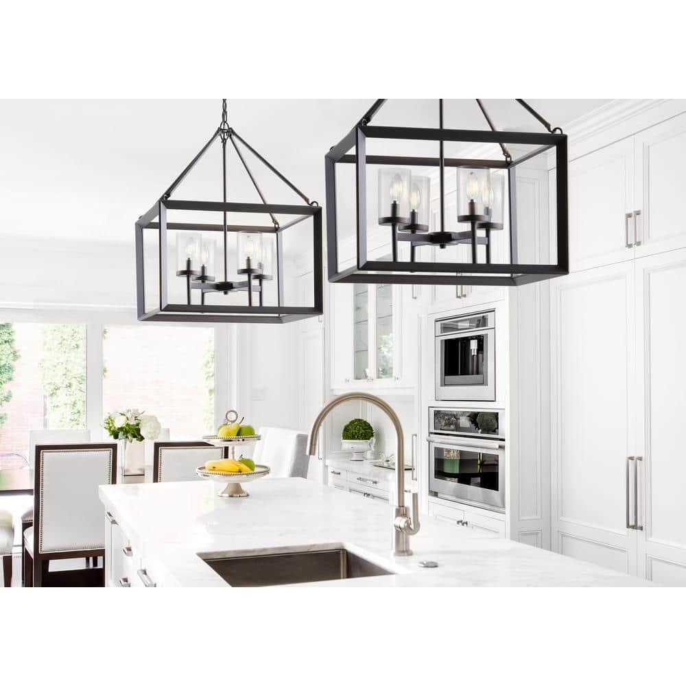Anna 21" 4-light Metal/Glass LED Pendant, Oil Rubbed Bronze