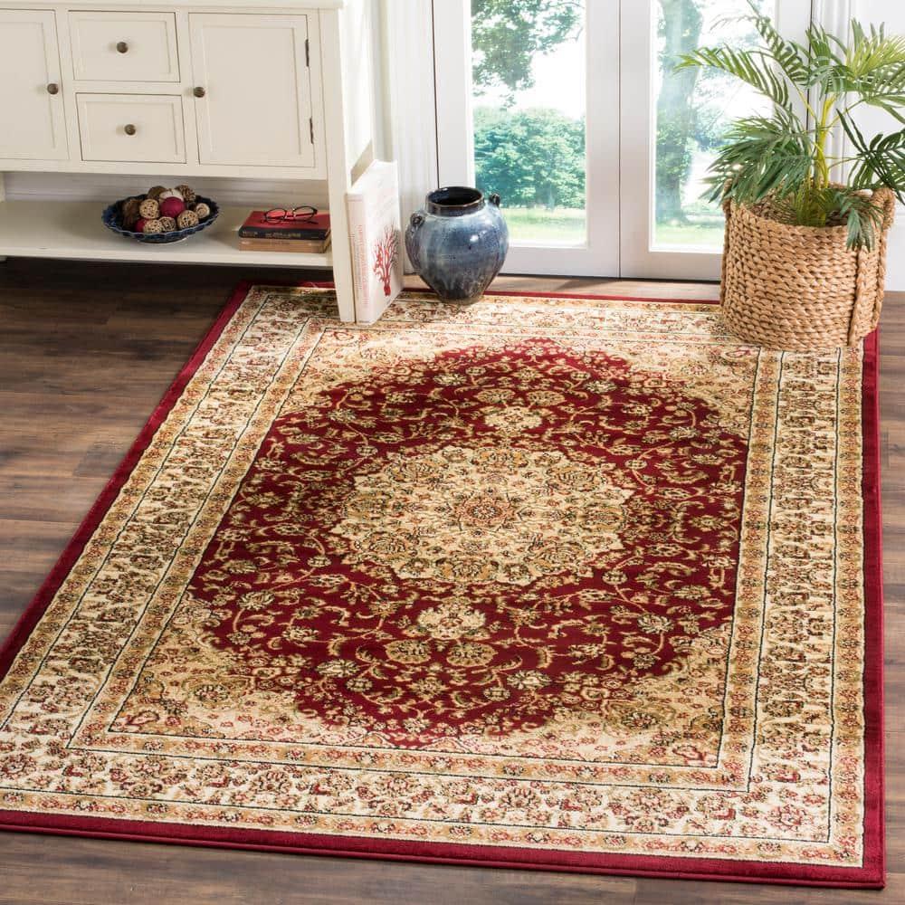 Lyndhurst LNH222 Power Loomed Area Rug - Red/Ivory - 4'x6' - Safavieh