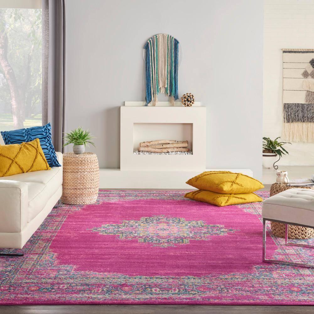 Nourison Passion Medallion Bohemian Indoor Rug Fuchsia 9' x 12'