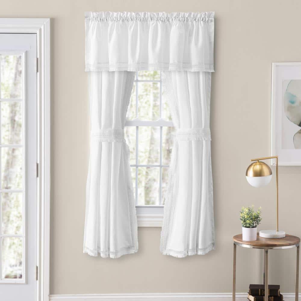 Ellis Curtain Richmark Tailored Rod Pocket Design Curtain Panel Pair for Windows with Ties 70" x 72" Natural