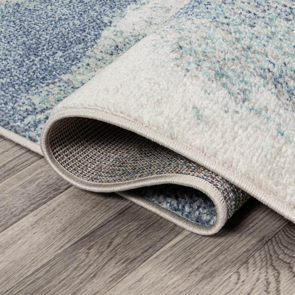 4' x 6' Petalo Abstract Two-Tone Modern Area Rug, Blue/Cream - JONATHAN Y