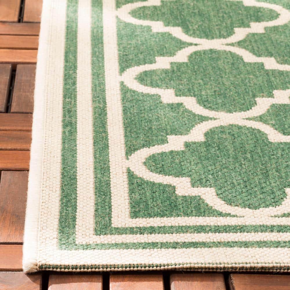 SAFAVIEH Beach House Nima Trellis Indoor/Outdoor Area Rug Green/Cream, 6'7" x 6'7" Square