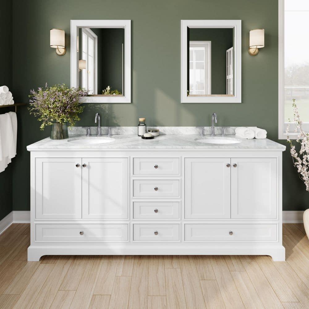 Deborah 80'' Double Bathroom Vanity with Marble Top