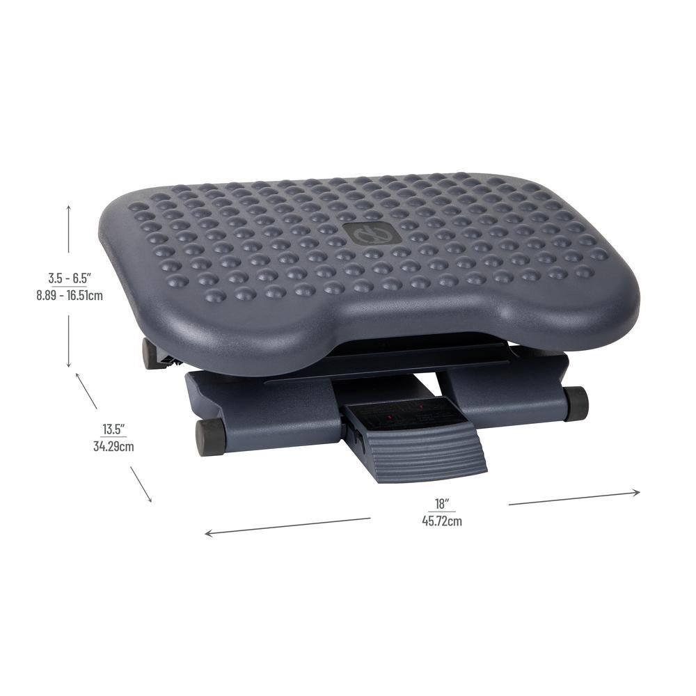 Mind Reader Foot Rest, Under Desk at Work, Ergonomic, Height Adjustable, Office, Plastic, 17.5"L x 13.5"W x 3.5"H