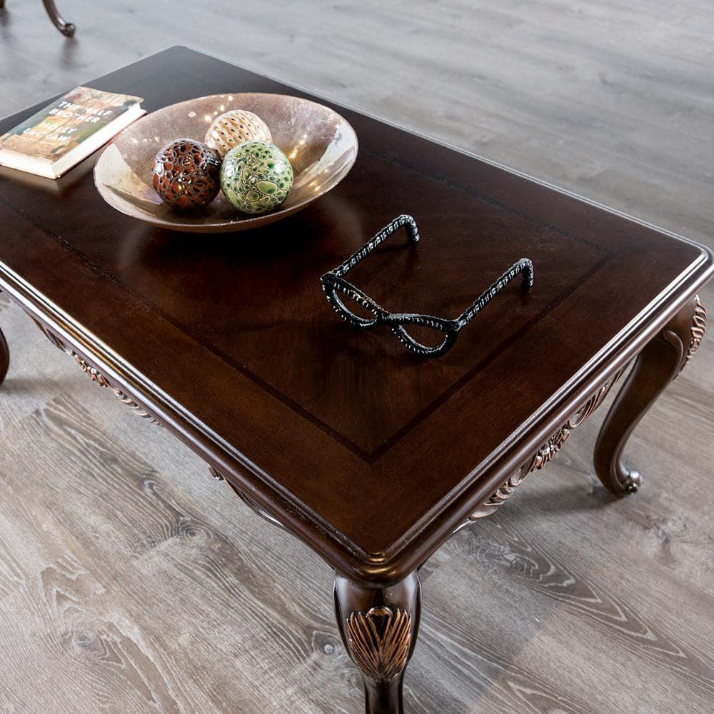 Furniture of America Bowers Traditional Solid Wood 52-inch Coffee Table, Dark Cherry