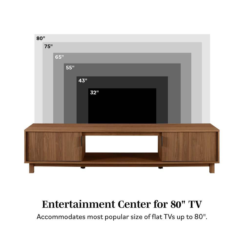 Mocha 70" Modern Fluted-Door TV Stand with Cabinet
