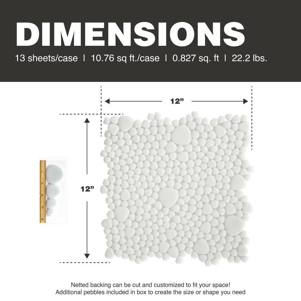 Glass Tile Love 12x12 Pebble Mosaic 10.76 sqft/case, Ideal for Kitchen Backsplash Bathroom Pool Tile