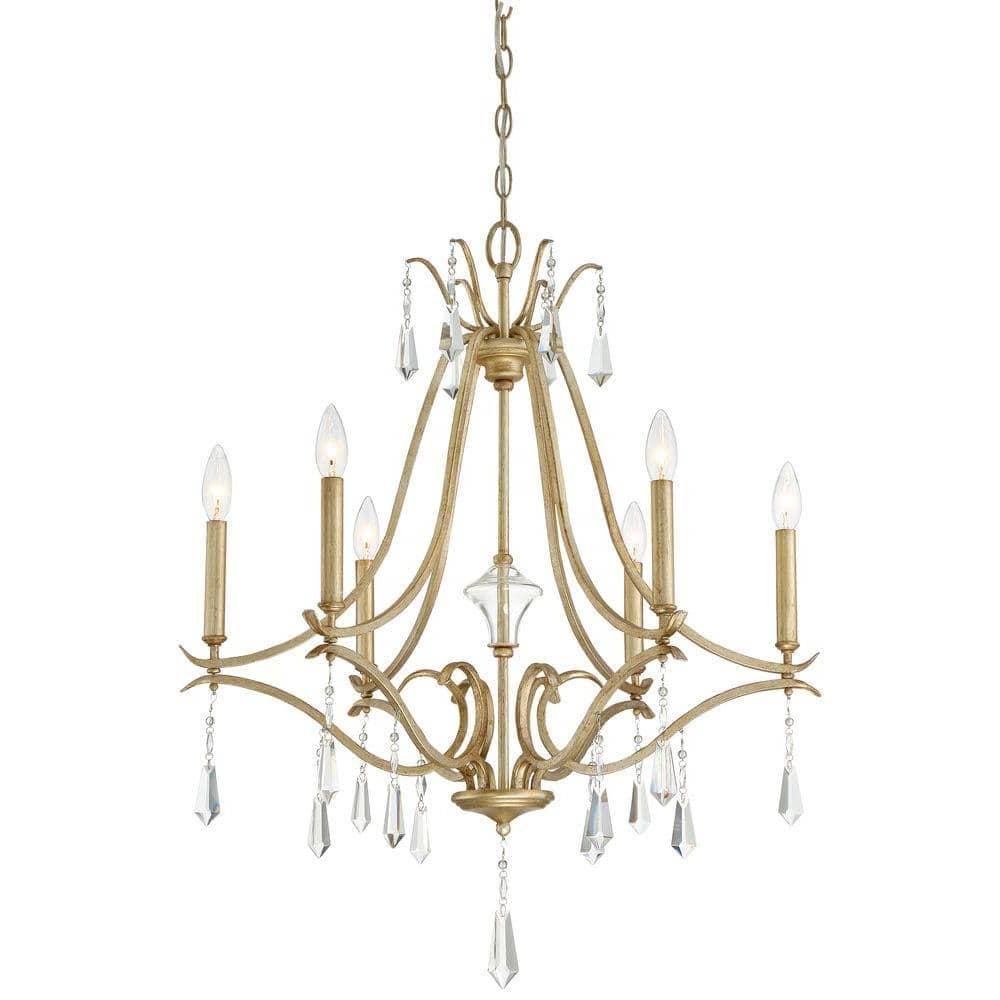 Minka Lavery Aged Brio Gold Chandelier 26 3/4" Wide French Clear Crystal 6-Light Fixture for Dining Room House Kitchen Entryway