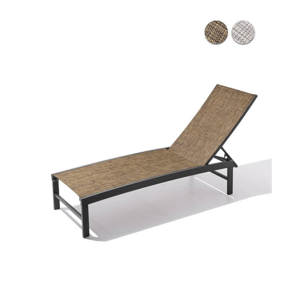 Pellebant  Outdoor Aluminum Patio Chaise Lounge Chair Adjustable - N/A Gray&Brown