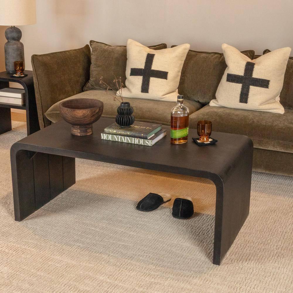 Storied Home Waterfall Edge Coffee Table Black