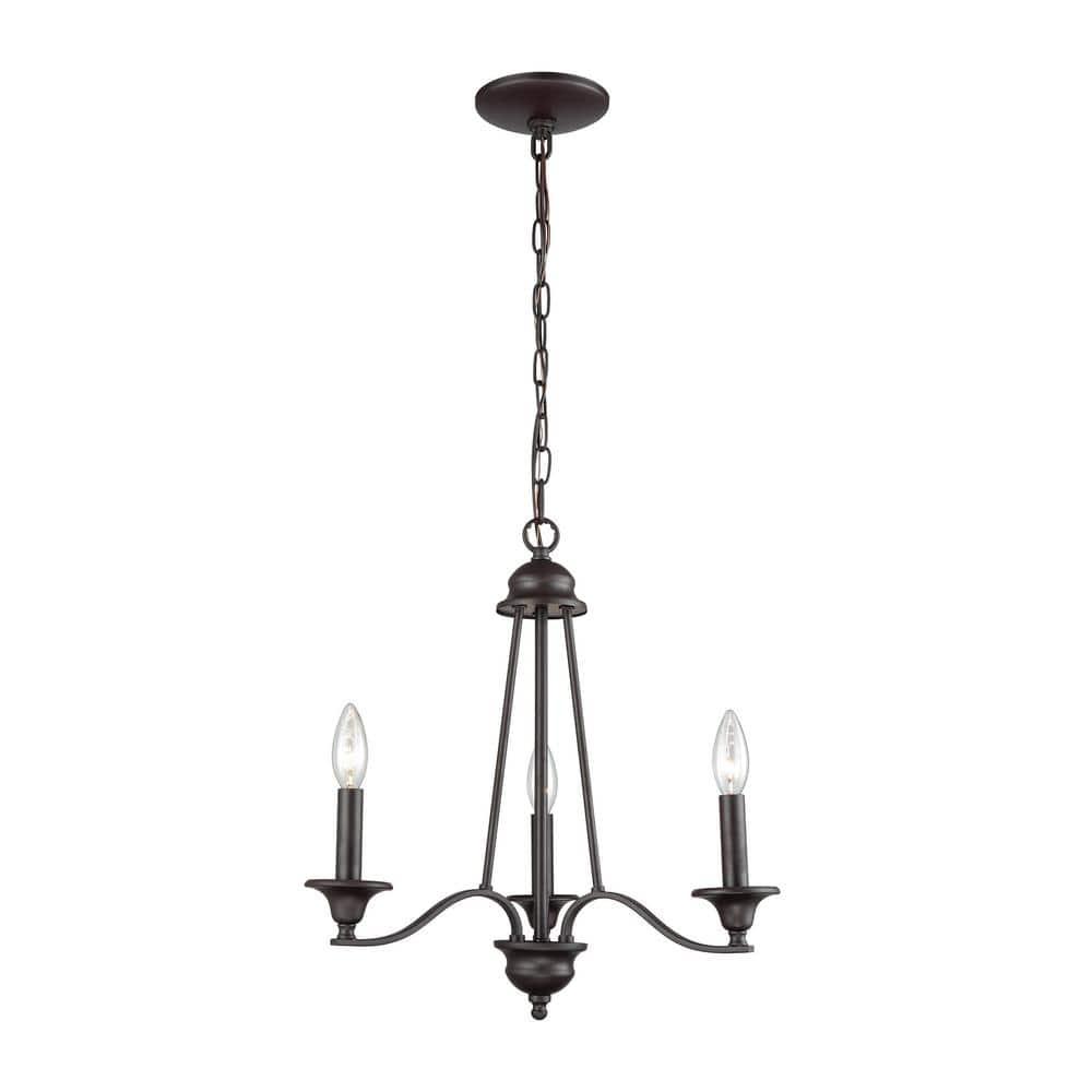Mini Oil Rubbed Bronze 3-Light Candelabra Chandelier