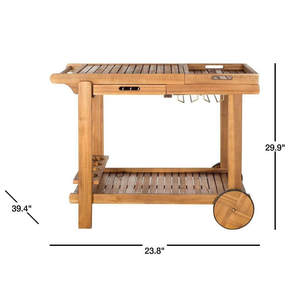 Orland Outdoor Tea Trolley PAT7010 - Natural - Safavieh