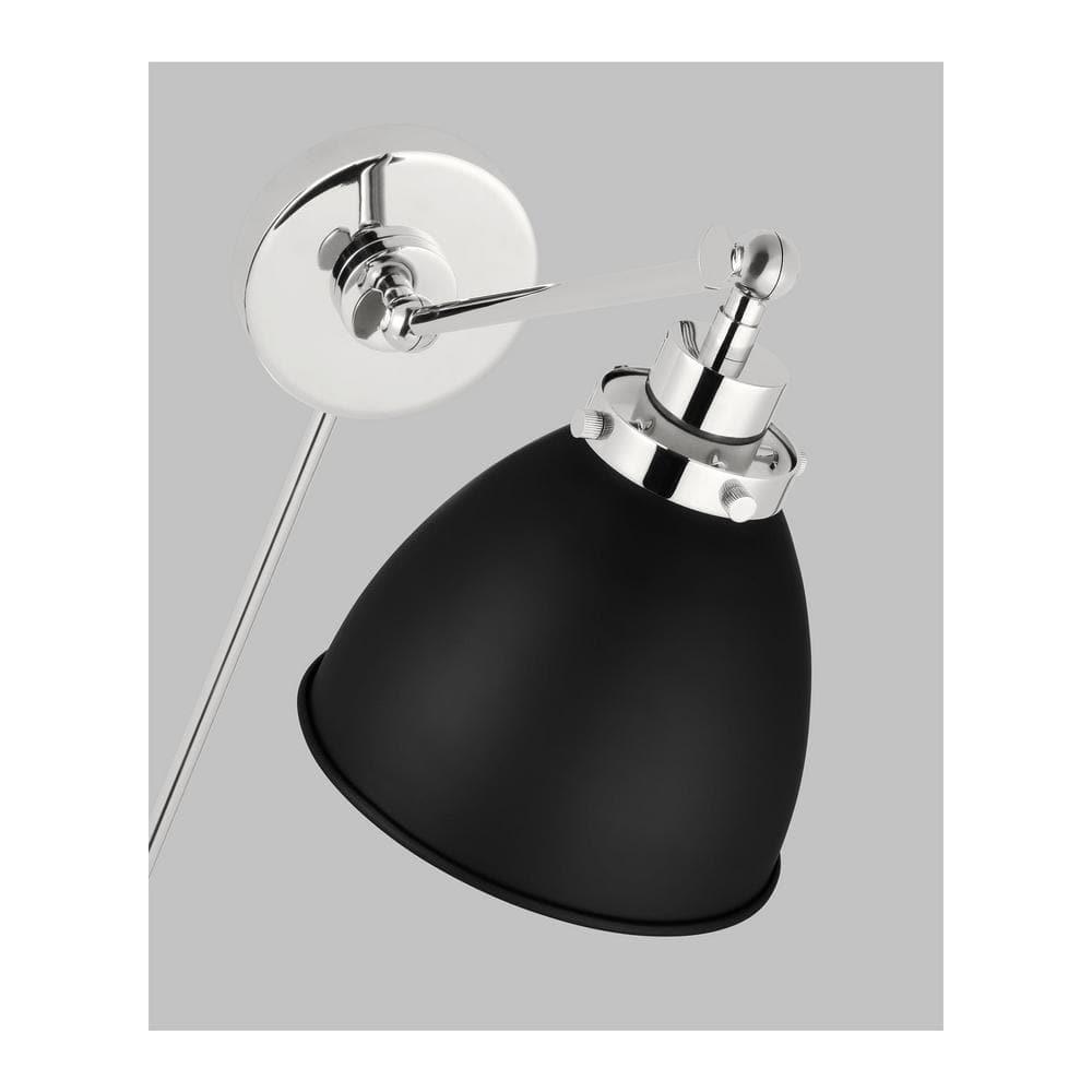 Wellfleet Midnight Black and Polished Nickel Dome Sconce