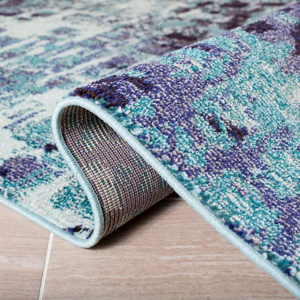Madison MAD425 Power Loomed Indoor Area Rug - Turquoise/Navy - 6'x9' - Safavieh