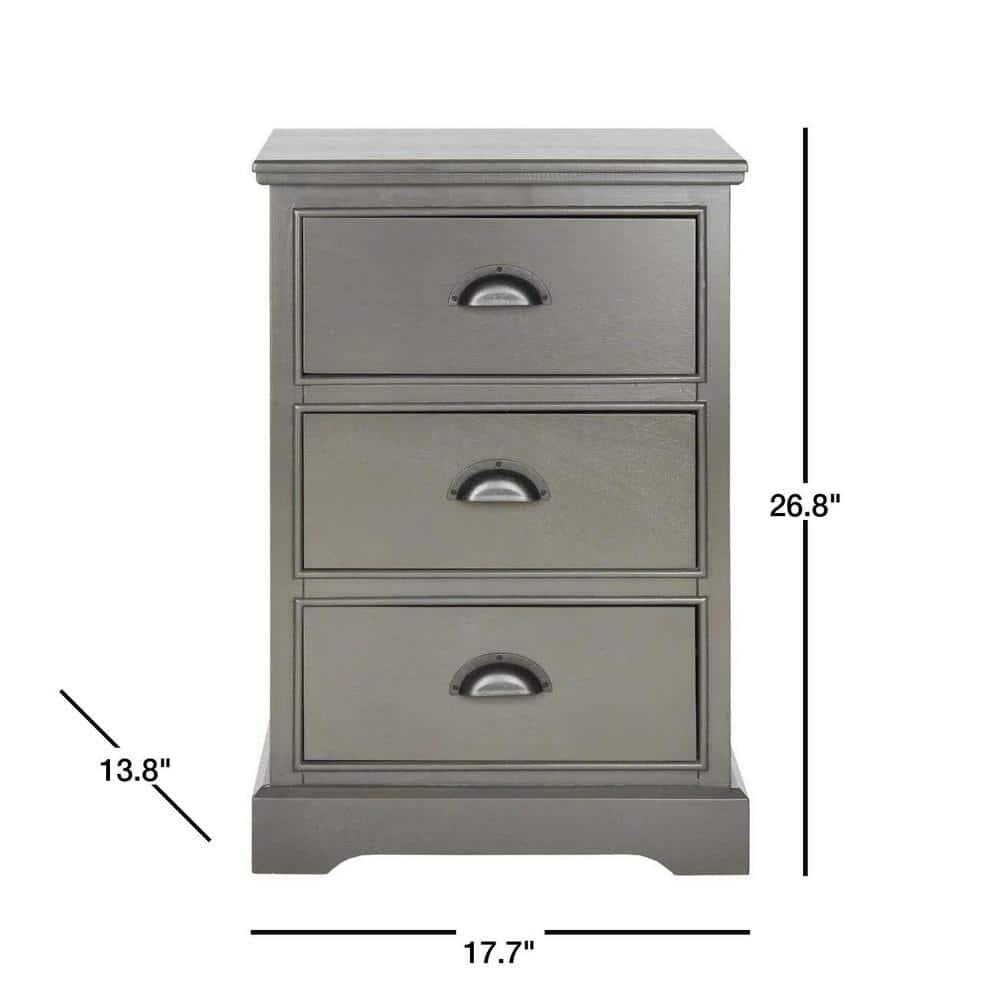 Griffin 3 Drawer Side Table - Grey - Safavieh.