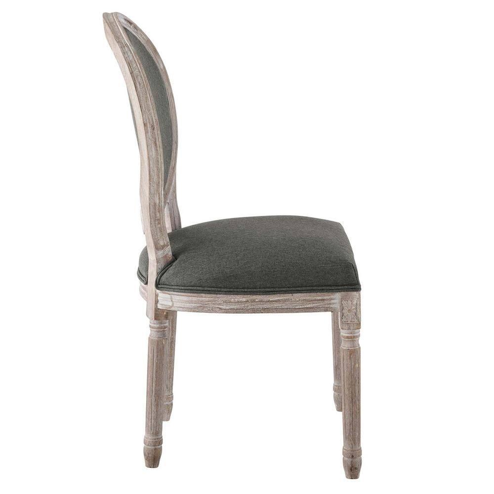 Modway Emanate 19.5" Fabric Dining Side Chair with Oval Back in Natural/Gray