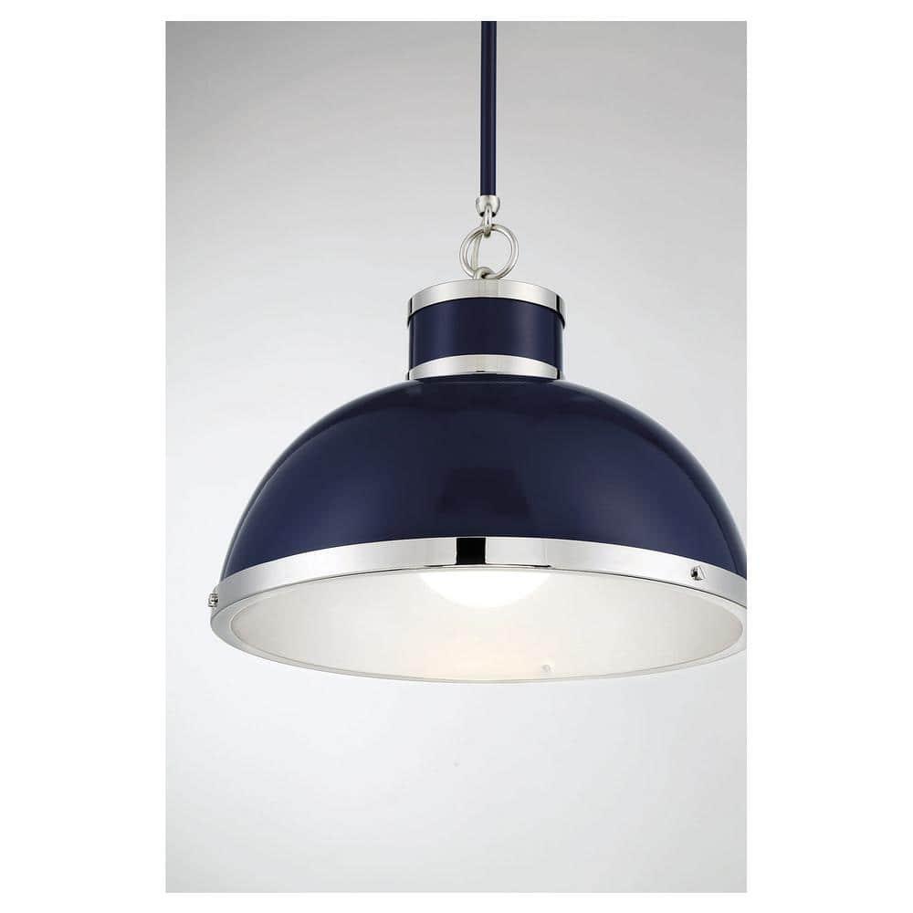 Savoy House Corning 1 - Light Pendant in  Navy/Polished Nickel
