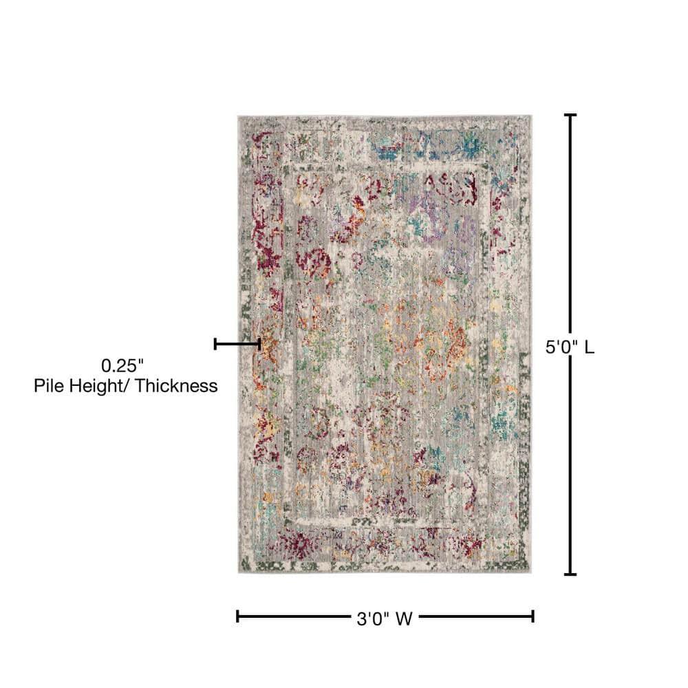 Mystique MYS923 Power Loomed Indoor Accent Rug - Grey/Multi - 3'x5' - Safavieh.