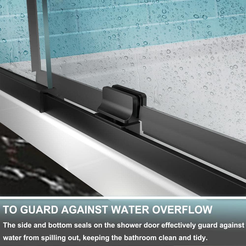 28 - 32 in. W x 71 in. H Pivot Semi-Frameless Sliding Shower Door in Matte Black with Clear SGCC Tempered Glass