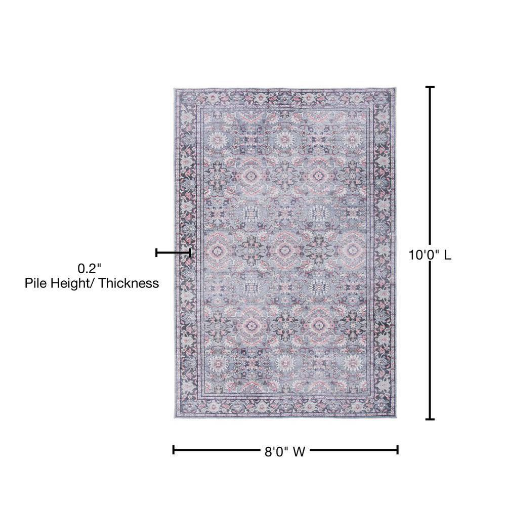 Serapi SEP584 Power Loomed Machine Washable Skid-Resistant Indoor Area Rug - Grey/Pink - 8'x10' - Safavieh