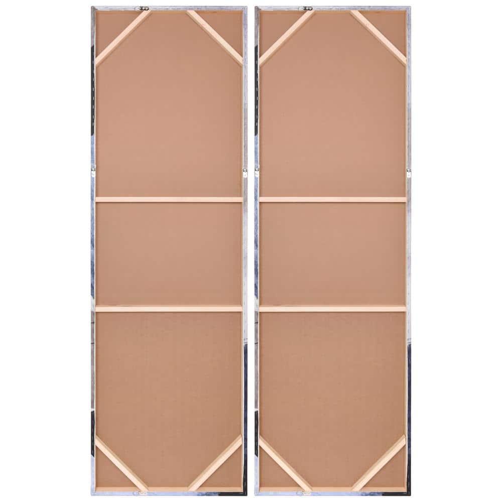 "Floral Serenity I & II", Flower Abstract Artwork on Silver Shagreen Wrapped Canvas Wall Art Set