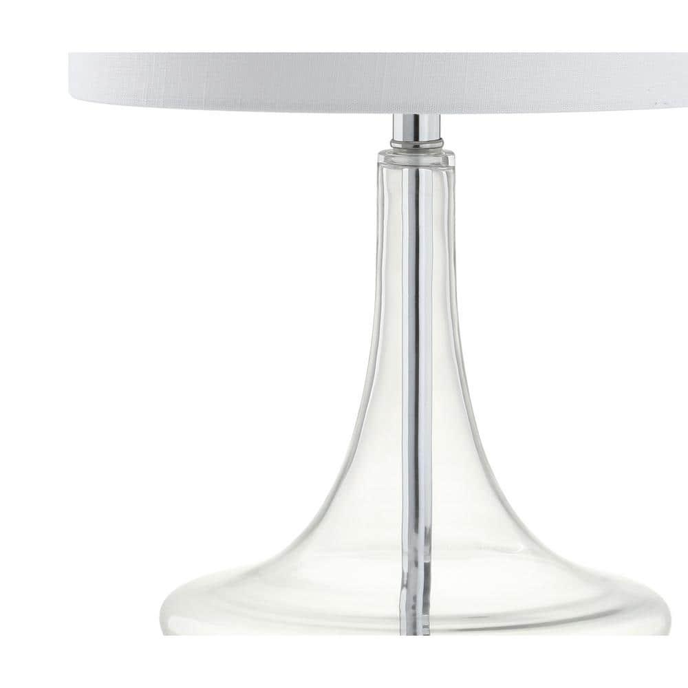 JONATHAN Y Cecile 25.5" Glass Teardrop LED Table Lamp, Clear/Chrome (Set of 2)