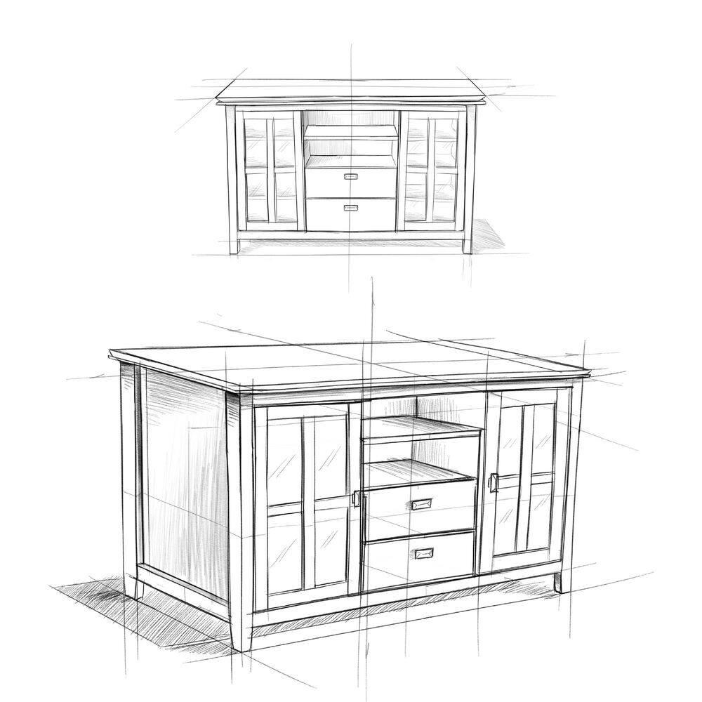 Simpli Home Artisan 53"W Solid Wood Contemporary Tall TV Stand for TVs up to 60" with Adjustable Shelves