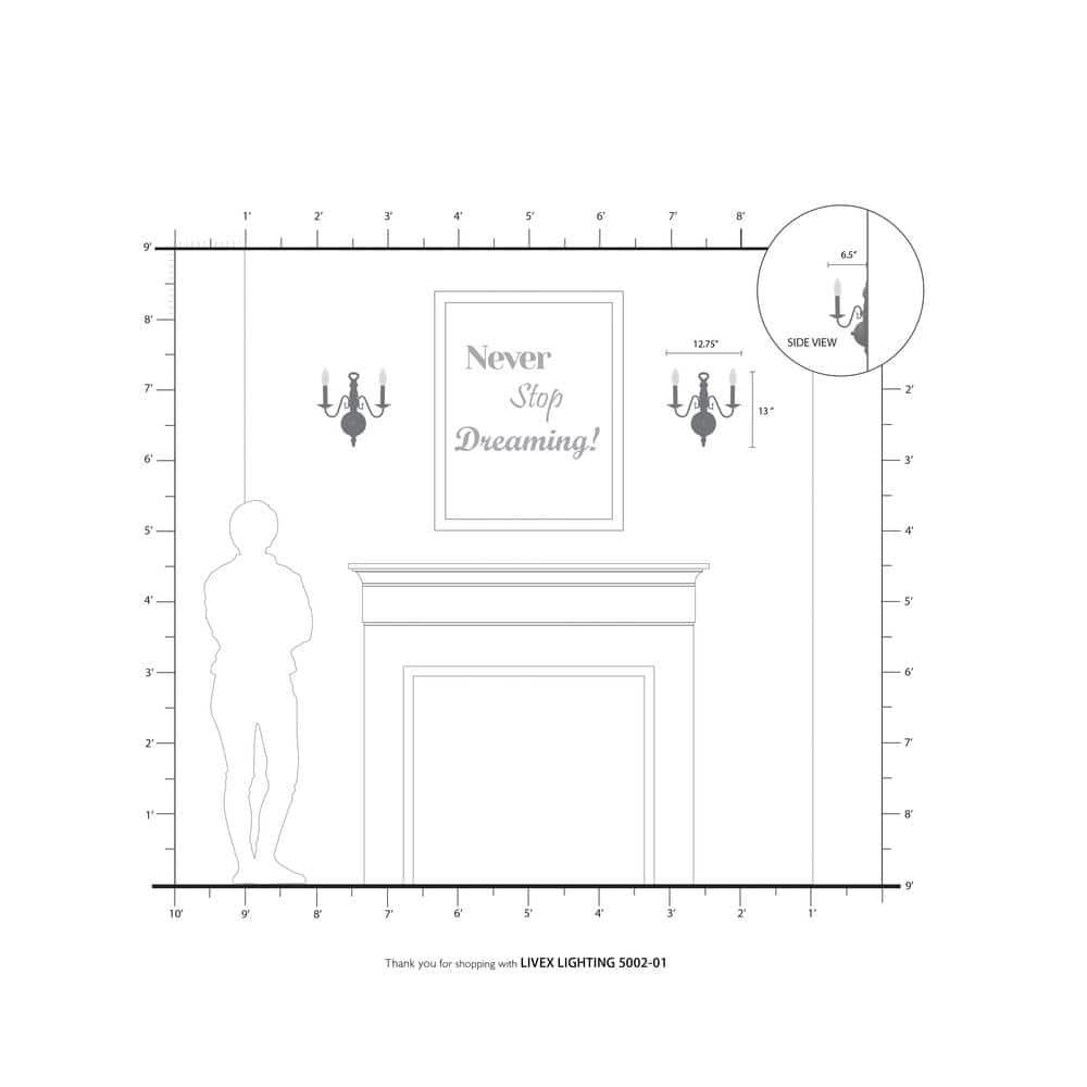 Livex Lighting Williamsburgh 2 - Light Wall Light in  Antique Brass