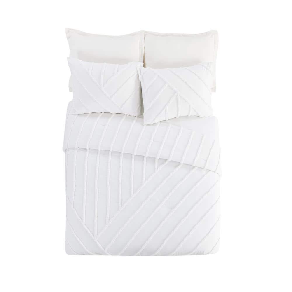 Laurel and Mayfair Cotton Ring Stitch Chevron / Zig Zag Comforter Set