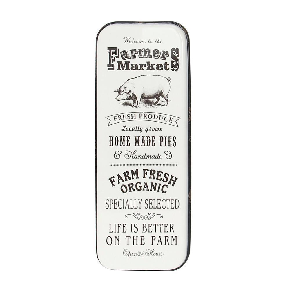 42" x 16" Vintage Country Iron Farmhouse Metal Sign Wall Decor Black - Olivia & May: Glazed White Rectangular Panel