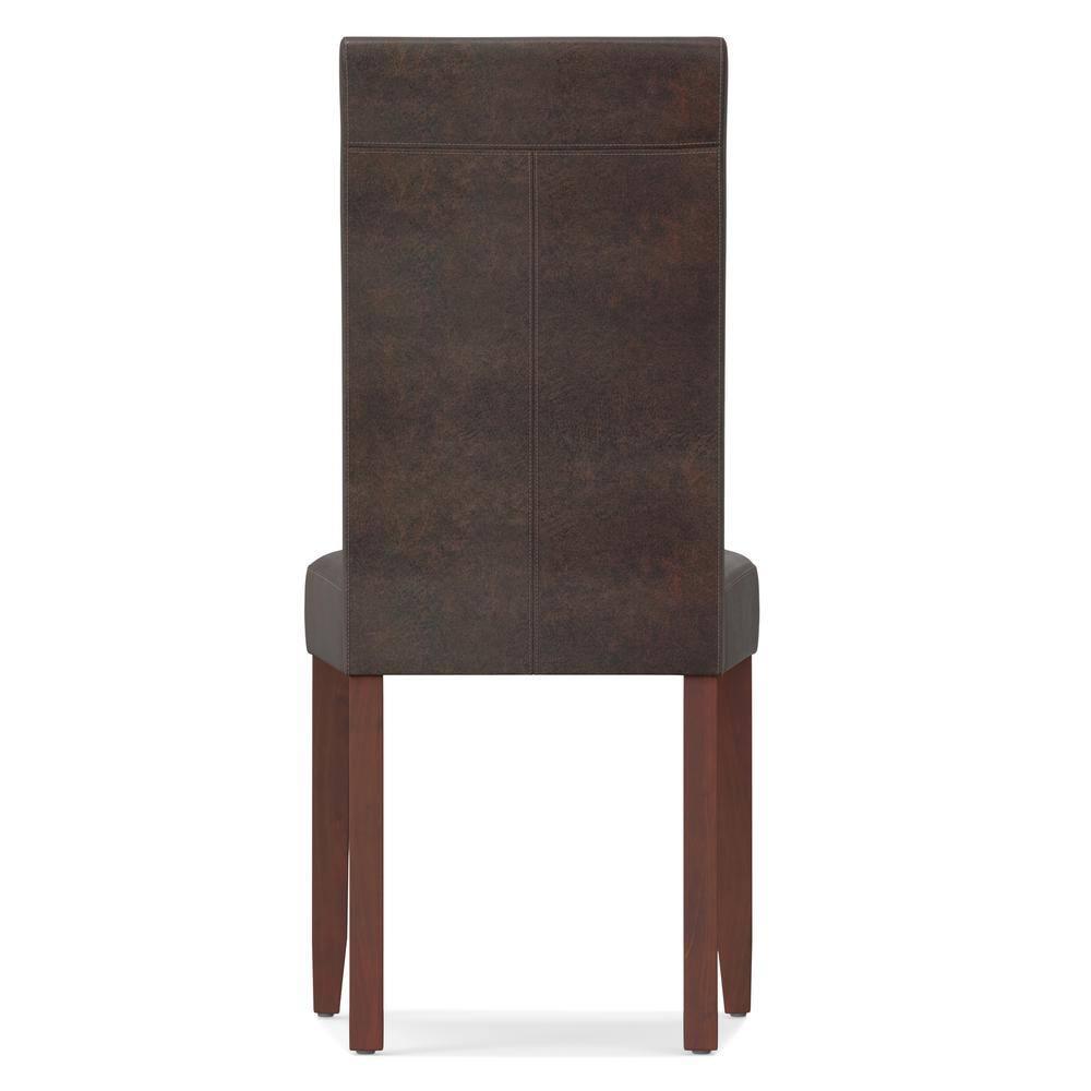 Simpli Home Acadian Andover Upholstered Parson Dining Chair with Tufted Backrest and Solid Wood Frame (Set of 2)