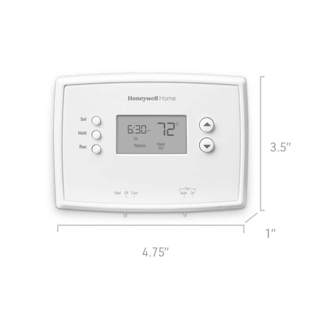Honeywell Home 1-Week Programmable Thermostat: Digital, Audible Alert, White, Battery Operated