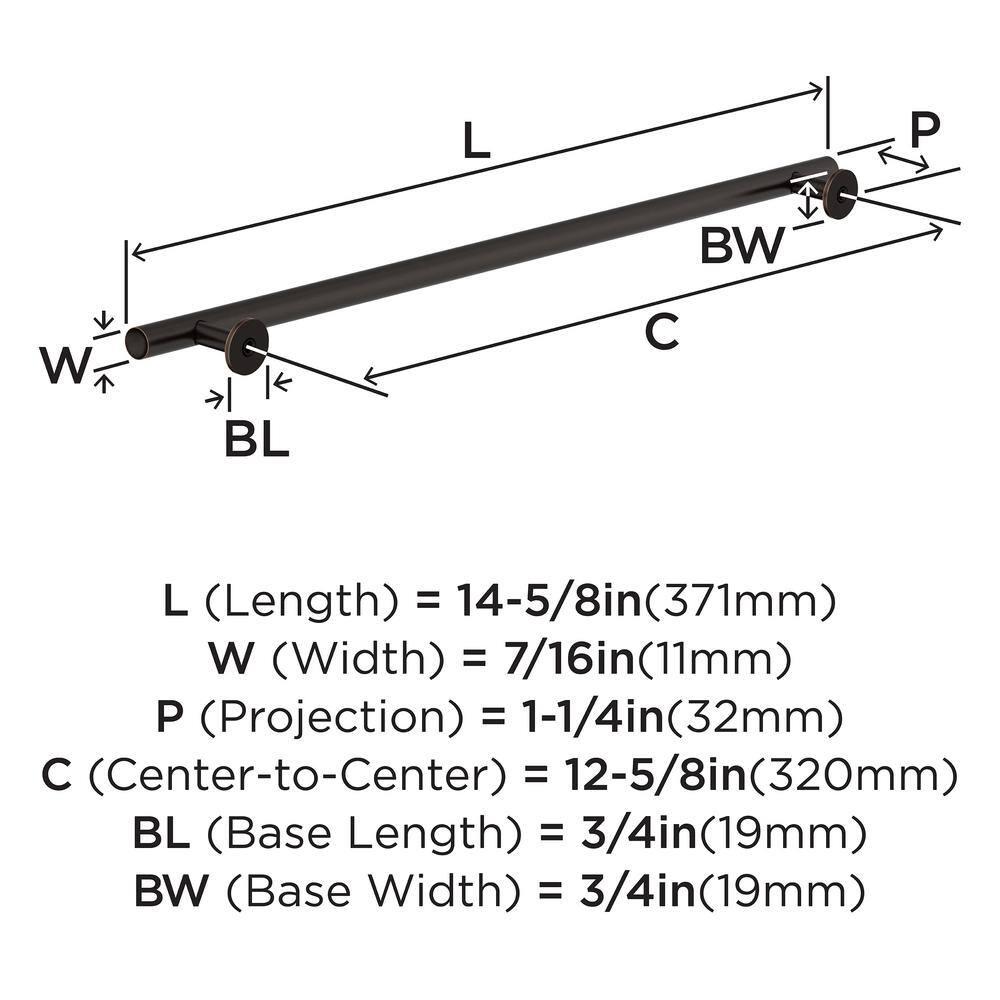 Amerock Radius 12-5/8 inch (320mm) Center-to-Center Oil-Rubbed Bronze Cabinet Pull