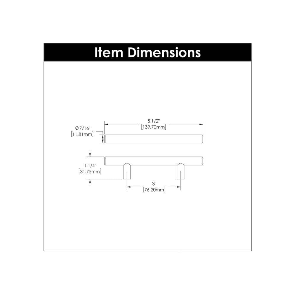 Hickory Hardware Bar Pulls Collection Pull - 3" Center to Center Cabinet Pull Brushed Black Nickel - Contemporary, Minimalist Hardware for Drawers & Cabinets