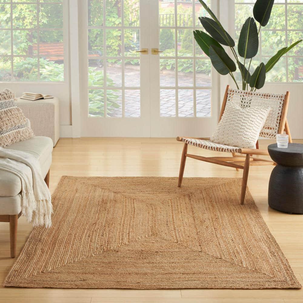 Nourison Handwoven Natural Jute Indoor Area Rug Natural 4' x 6'