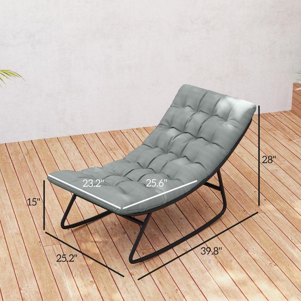Outsunny 2 Pieces Outdoor Rocking Chairs with Thick Cushions, Outdoor Patio Rocker Set with Mesh Deep Seats, Steel Frame for Indoor, Porch, Dark Gray