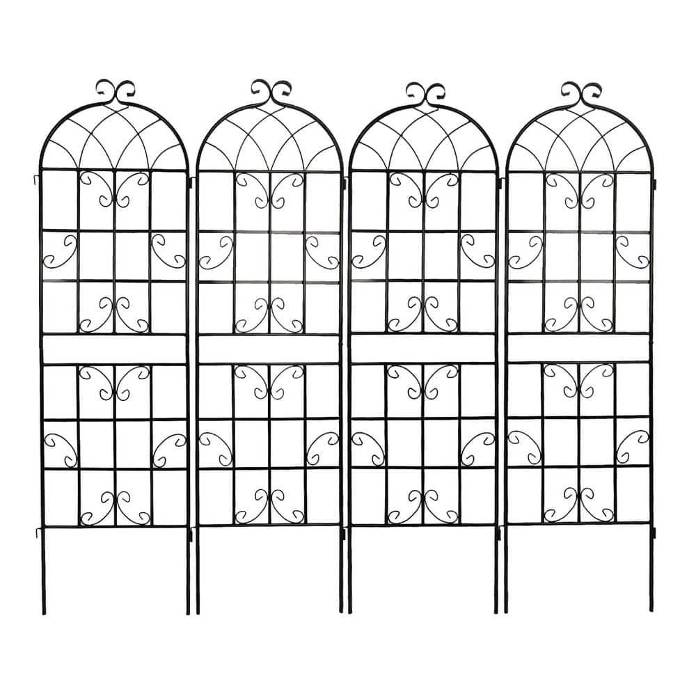 4 Pack Metal Garden Trellis 71" x 19.7" Rustproof Trellis for Climbing Plants Outdoor Flower Support Black