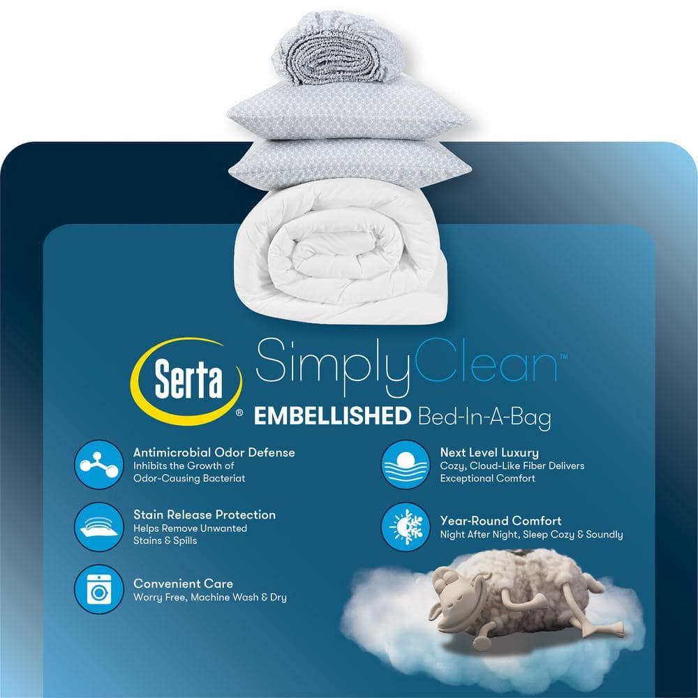 Serta Serta Simply Clean Microfiber Pleated 7 Piece Comforter Set