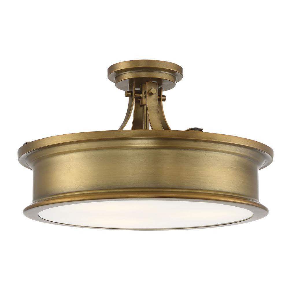 Savoy House Watkins 3 - Light Semi-Flush Mount in  Warm Brass
