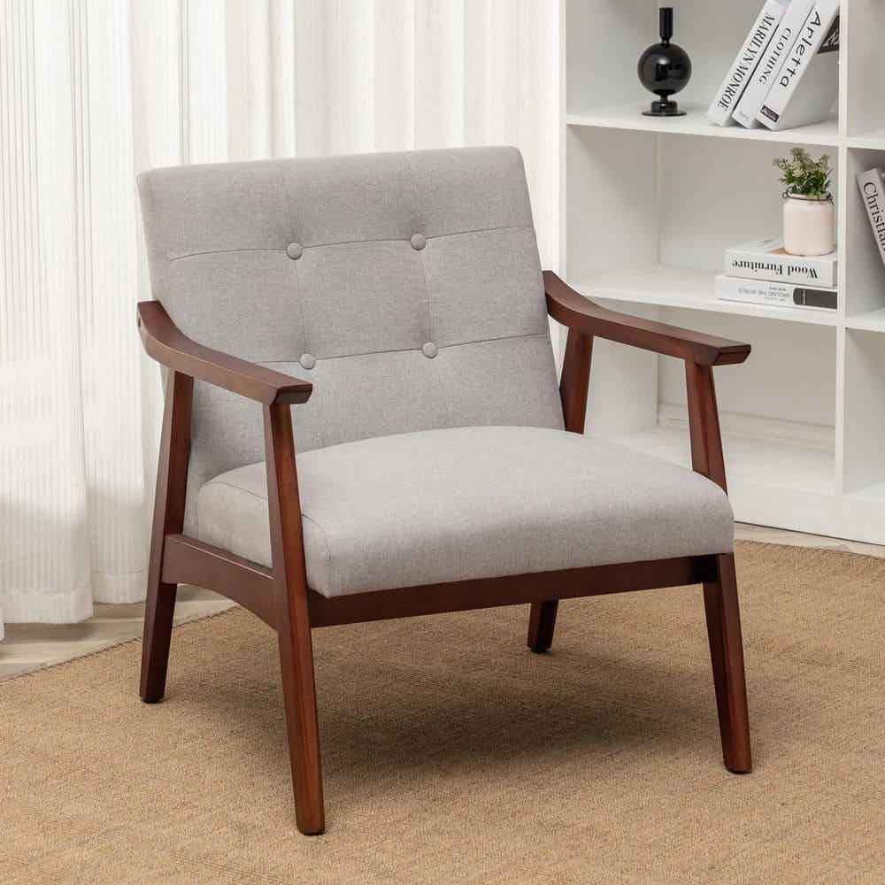 Convenience Concepts Take a Seat Natalie Accent Chair, Light Gray Fabric/Espresso