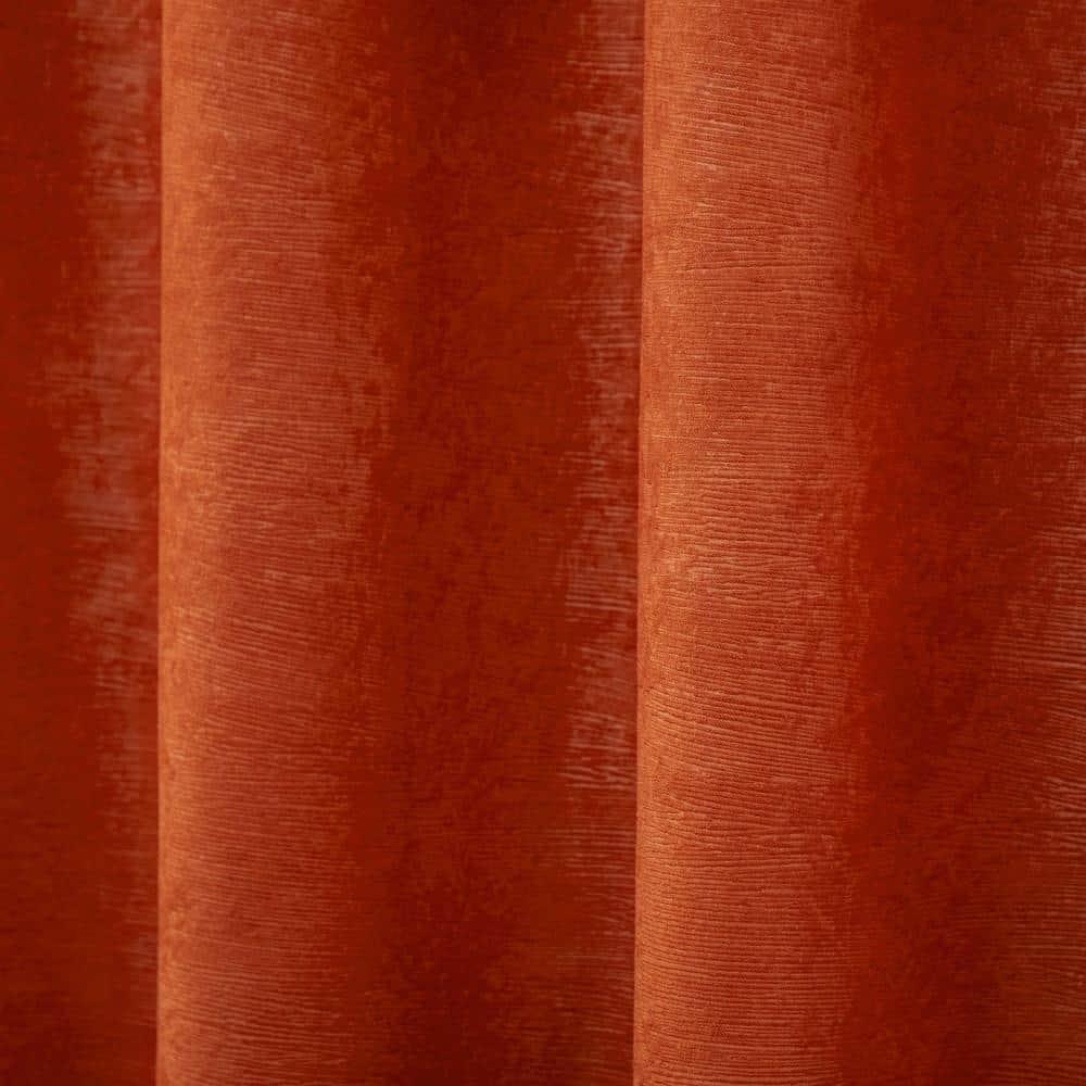 Set of 2 96"x52" Oxford Textured Sateen Thermal Room Darkening Grommet Top Window Curtain Panel Mecca Orange - Exclusive Home