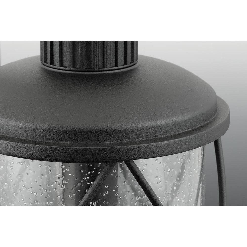 Progress Lighting Hollingsworth 1-Light Outdoor Black Post Lantern with Clear Seeded Glass