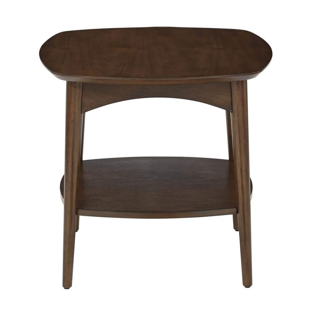 Copenhagen Accent Table Walnut - OSP Home Furnishings: Mid-Century 2-Tiered, Square, Wood Construction