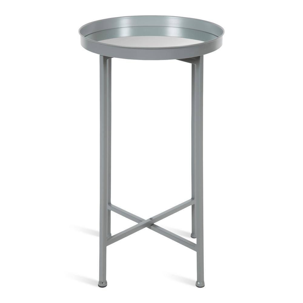 Kate and Laurel Celia Round Metal Tea Table, 14x14x25.75, Gray