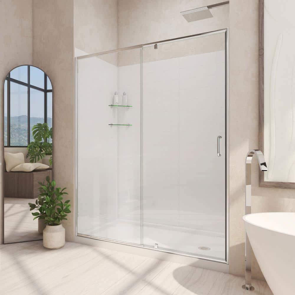DreamLine Flex 60" W x 34" D x 78" H Semi-Frameless Square Tub Enclosure with Fixed Panel and Base Included D2226034XXR0001
