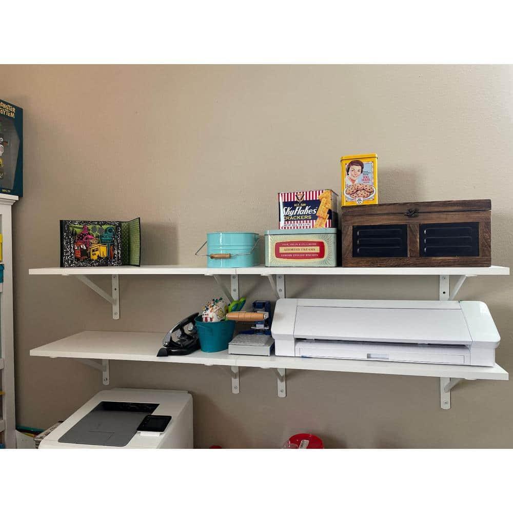 HOME MASTER HARDWARE 12 x 8 inch Heavy Duty Shelf Brackets, Load Capacity: 600lb, 10-Pack White Metal L Supports for Wall Mounted Wood Shelving, Shelves Bracket with Screws