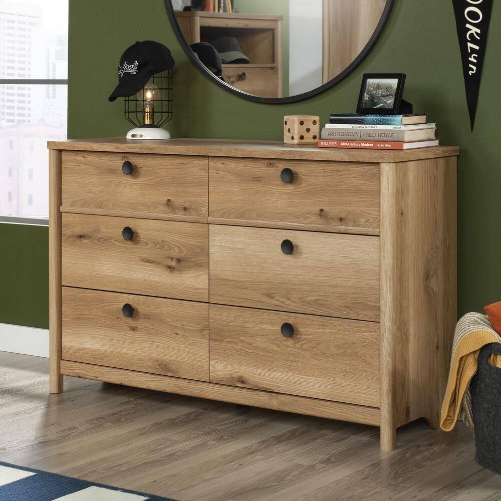 Dover Edge 6 Drawer Dresser Timber Oak - Sauder: Modern Storage Furniture for Adults