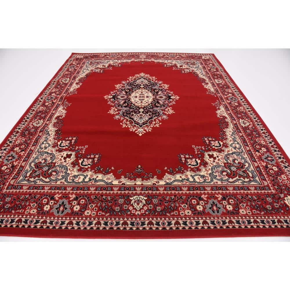 Rugs.com Amaya Collection Rug – 8' x 10' Red Medium Rug Perfect For Living Rooms, Large Dining Rooms, Open Floorplans