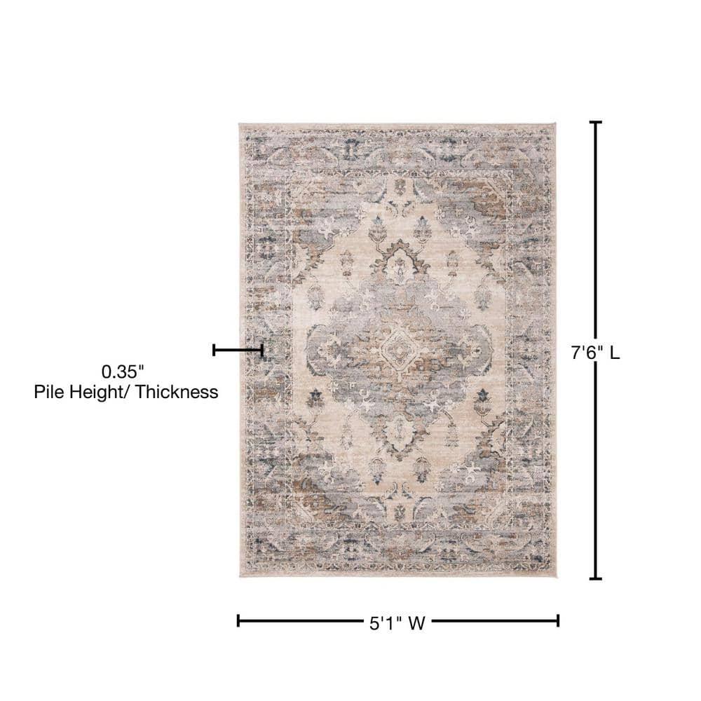 Oregon ORE898 Power Loomed Indoor Area Rug - 5'1"x7'6" - Beige/Grey - Safavieh