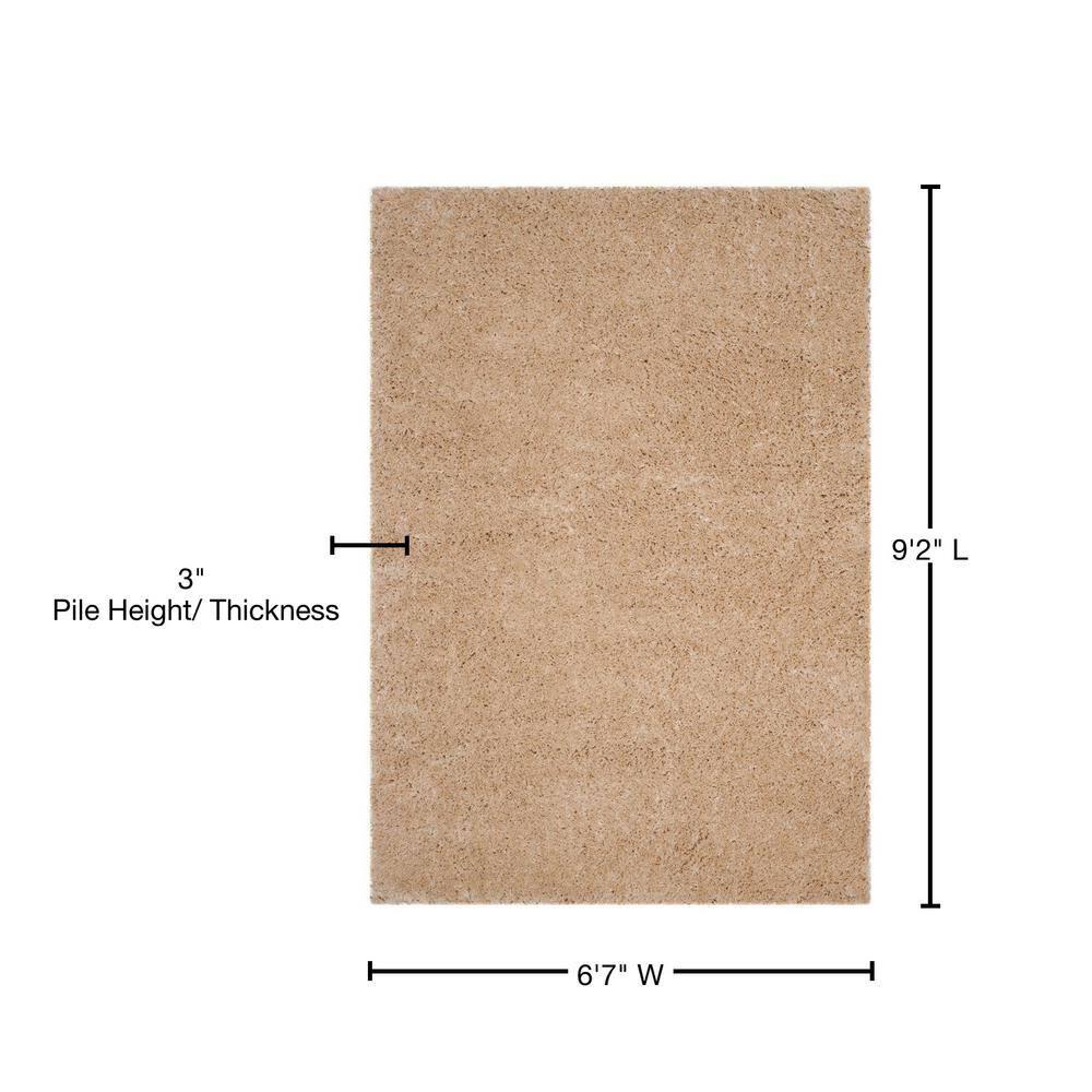 Polar Shag PSG800 Power Loomed Indoor Area Rug - 6'7"x9'2" - Light Beige - Safavieh